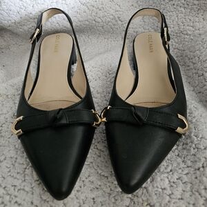Cole Haan Black Leather Slingback Flats